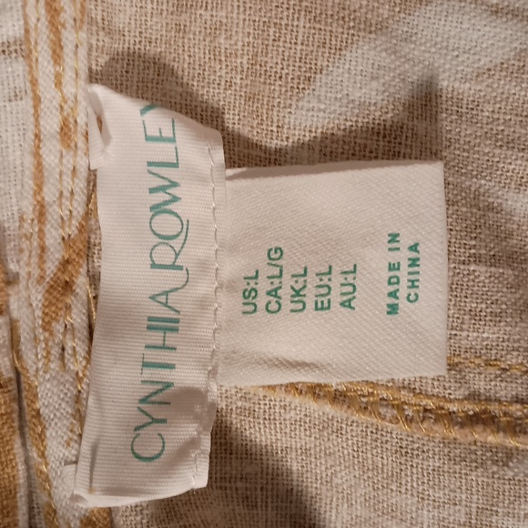 Cynthia Rowley tropical mustard dress with white flowers. Large. Linen&v… - Picture 5 of 6